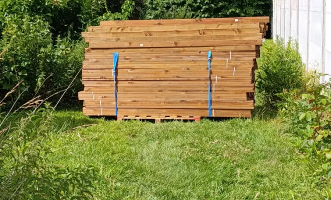 Terrasse en bois sur plots, Orchies, M.D Finitions